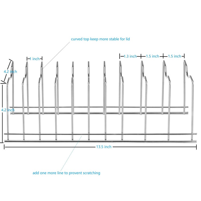 Slideep Pot Pan Lid Holder Drying Rack, Bakeware Lid Storage Organizer, Pantry and Cabinet Holder - Image 5